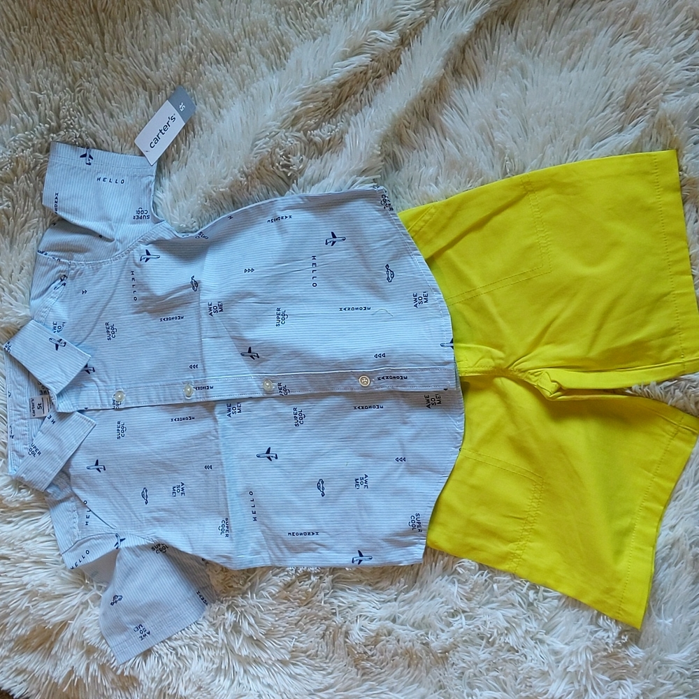 NWT Carter's Boys 5T Outfit set shirt and shorts